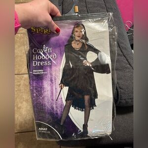Spirit Coven Black Hooded Long Sleeve Dress